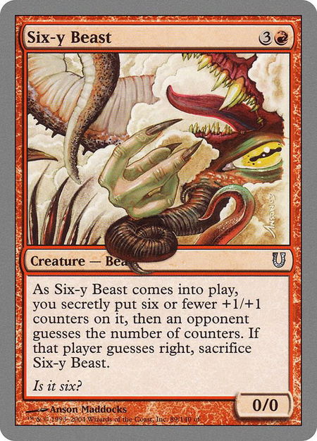 Six-y Beast - Unhinged Magic: The Gathering trading card