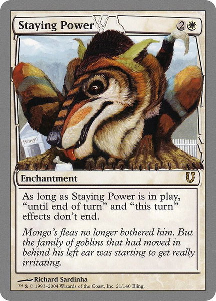 Staying Power trading card from Unhinged Staying Power - Unhinged Magic: The Gathering trading card