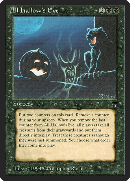 All Hallow's Eve trading card from Legends All Hallow's Eve - Legends Magic: The Gathering trading card