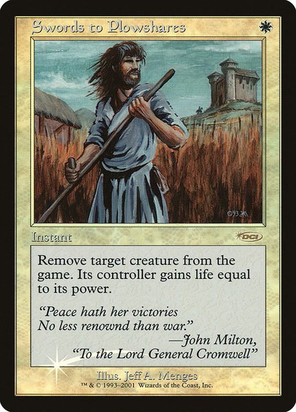Swords to Plowshares trading card from FNM Promos Swords to Plowshares - FNM Promos Magic: The Gathering trading card
