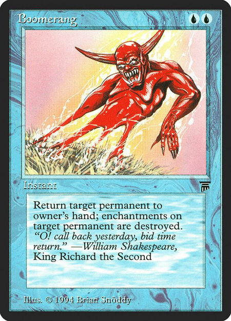 Boomerang trading card from Legends Boomerang - Legends Magic: The Gathering trading card