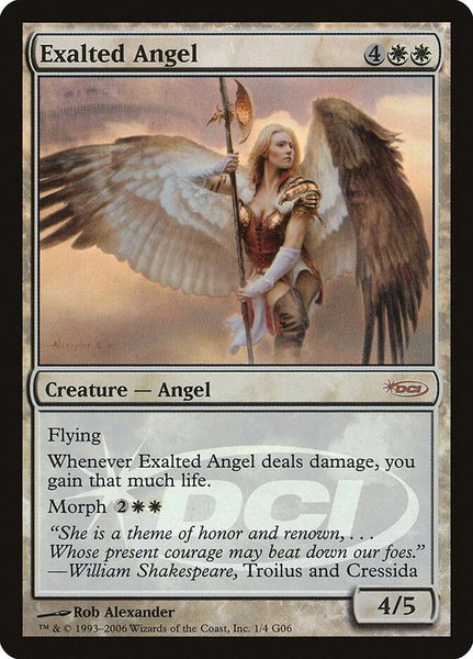 Exalted Angel trading card from Judge Promos Exalted Angel - Judge Promos Magic: The Gathering trading card