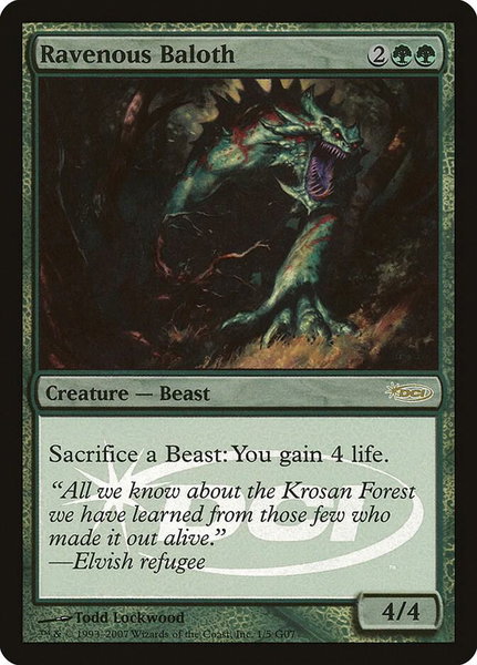 Ravenous Baloth trading card from Judge Promos Ravenous Baloth - Judge Promos Magic: The Gathering trading card