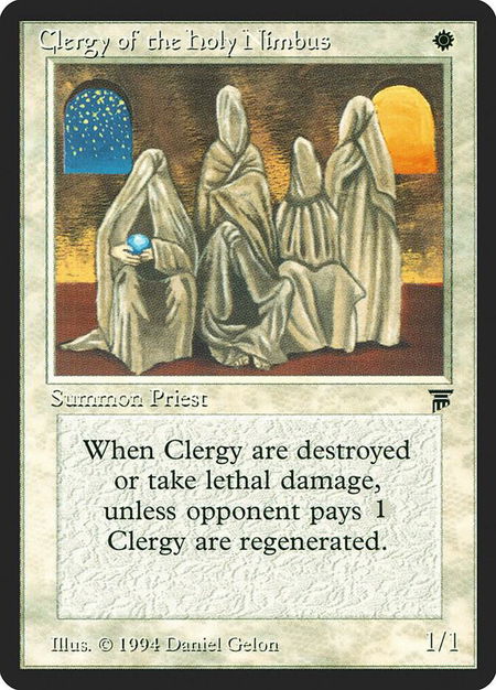 Clergy of the Holy Nimbus trading card from Legends Clergy of the Holy Nimbus - Legends Magic: The Gathering trading card