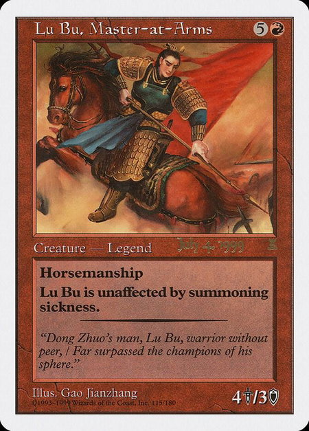Lu Bu, Master-at-Arms (Singapore 7/4/99) - Prerelease Cards Magic: The Gathering trading card