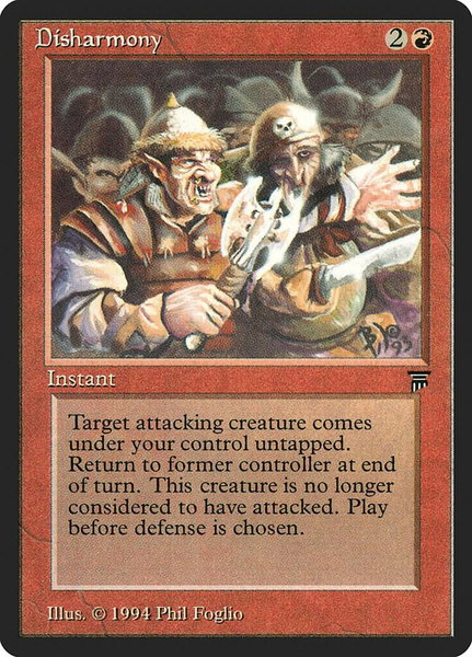 Disharmony trading card from Legends Disharmony - Legends Magic: The Gathering trading card
