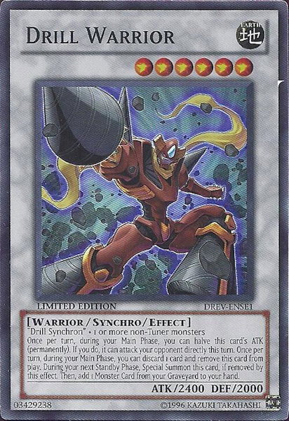Drill Warrior trading card from Duelist Revolution Drill Warrior - Duelist Revolution YuGiOh trading card