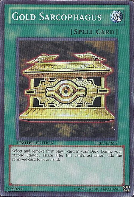 Gold Sarcophagus trading card from Duelist Revolution Gold Sarcophagus - Duelist Revolution YuGiOh trading card