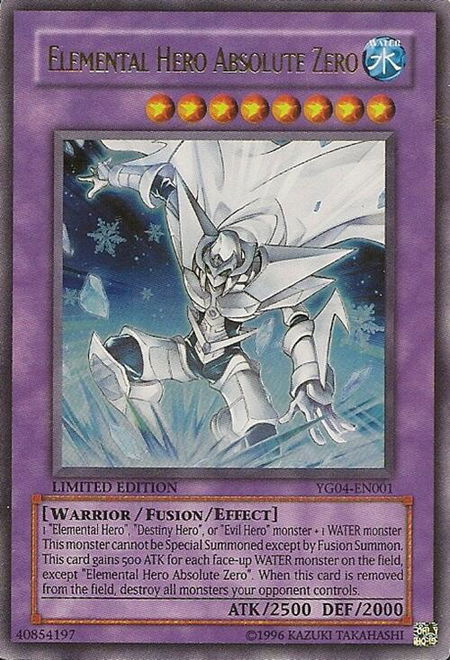 Elemental Hero Absolute Zero trading card from Miscellaneous Promotional Cards Elemental Hero Absolute Zero - Miscellaneous Promotional Cards YuGiOh trading card