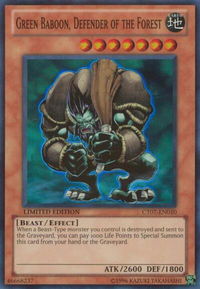 Green Baboon, Defender of the Forest - 2010 Collectors Tins (CT07) #CT07-EN010 - Super Rare YuGiOh Trading Card