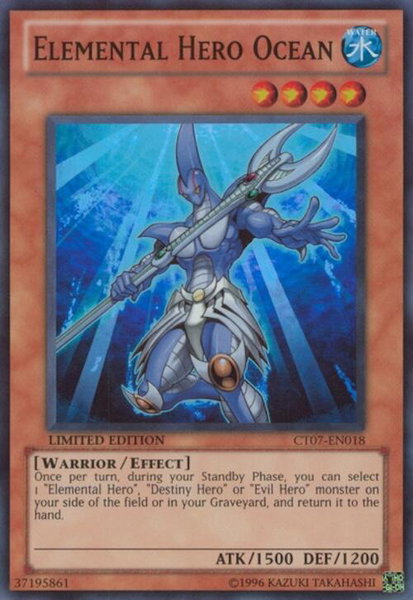Elemental HERO Ocean trading card from 2010 Collectors Tins Elemental HERO Ocean - 2010 Collectors Tins YuGiOh trading card