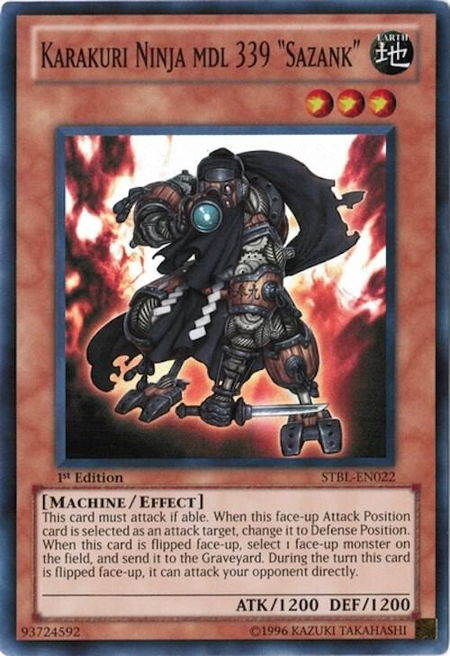 Karakuri Ninja mdl 339 "Sazank" trading card from Starstrike Blast Karakuri Ninja mdl 339 "Sazank" - Starstrike Blast YuGiOh trading card