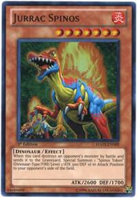 Jurrac Spinos trading card from Hidden Arsenal 3 Jurrac Spinos - Hidden Arsenal 3 YuGiOh trading card