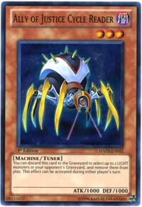 Ally of Justice Cycle Reader trading card from Hidden Arsenal 3 Ally of Justice Cycle Reader - Hidden Arsenal 3 YuGiOh trading card