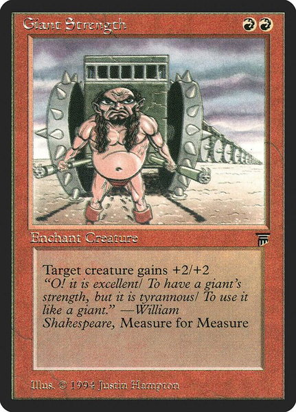 Giant Strength trading card from Legends Giant Strength - Legends Magic: The Gathering trading card