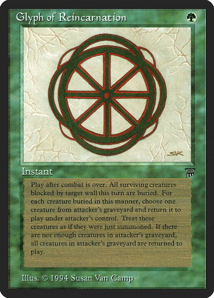 Glyph of Reincarnation trading card from Legends Glyph of Reincarnation - Legends Magic: The Gathering trading card