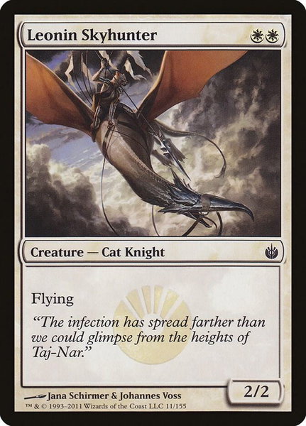 Leonin Skyhunter trading card from Mirrodin Besieged Leonin Skyhunter - Mirrodin Besieged Magic: The Gathering trading card