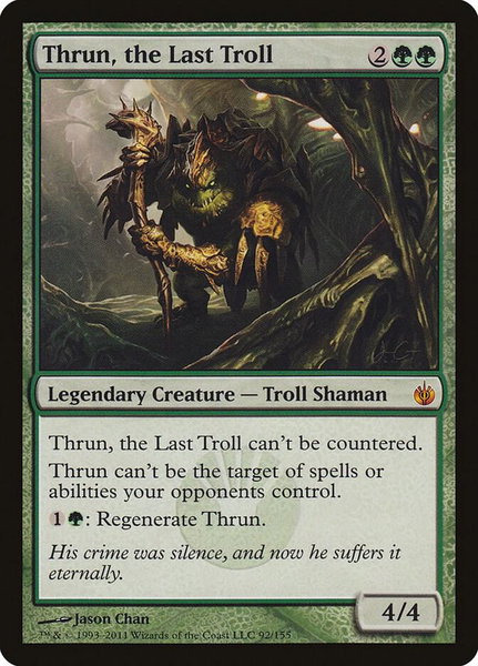 Thrun, the Last Troll trading card from Mirrodin Besieged Thrun, the Last Troll - Mirrodin Besieged Magic: The Gathering trading card