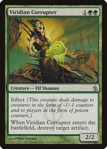 Viridian Corrupter trading card from Mirrodin Besieged Viridian Corrupter - Mirrodin Besieged Magic: The Gathering trading card