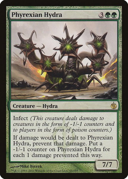 Phyrexian Hydra trading card from Mirrodin Besieged Phyrexian Hydra - Mirrodin Besieged Magic: The Gathering trading card