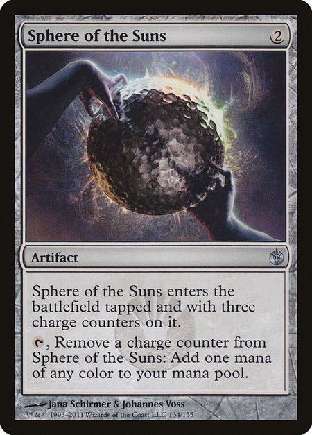 Sphere of the Suns trading card from Mirrodin Besieged Sphere of the Suns - Mirrodin Besieged Magic: The Gathering trading card
