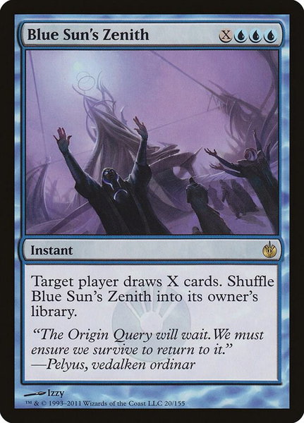 Blue Sun's Zenith trading card from Mirrodin Besieged Blue Sun's Zenith - Mirrodin Besieged Magic: The Gathering trading card