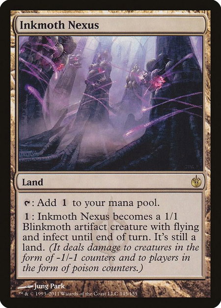 Inkmoth Nexus trading card from Mirrodin Besieged Inkmoth Nexus - Mirrodin Besieged Magic: The Gathering trading card