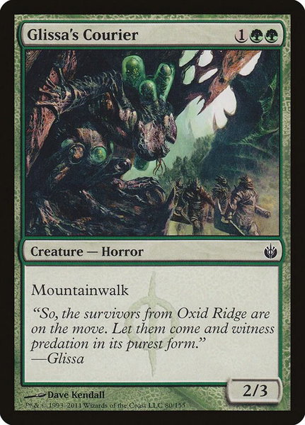 Glissa's Courier trading card from Mirrodin Besieged Glissa's Courier - Mirrodin Besieged Magic: The Gathering trading card