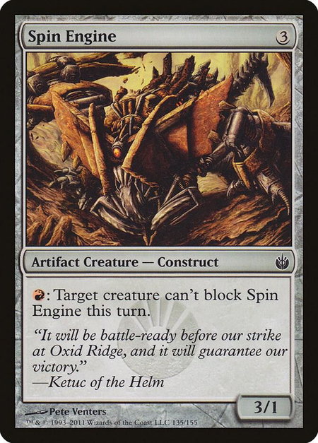 Spin Engine trading card from Mirrodin Besieged Spin Engine - Mirrodin Besieged Magic: The Gathering trading card