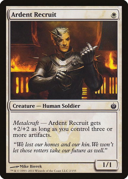 Ardent Recruit trading card from Mirrodin Besieged Ardent Recruit - Mirrodin Besieged Magic: The Gathering trading card
