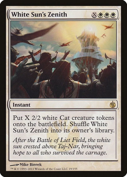 White Sun's Zenith trading card from Mirrodin Besieged White Sun's Zenith - Mirrodin Besieged Magic: The Gathering trading card