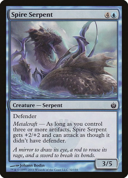 Spire Serpent trading card from Mirrodin Besieged Spire Serpent - Mirrodin Besieged Magic: The Gathering trading card