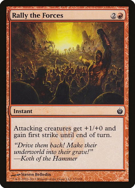 Rally the Forces trading card from Mirrodin Besieged Rally the Forces - Mirrodin Besieged Magic: The Gathering trading card