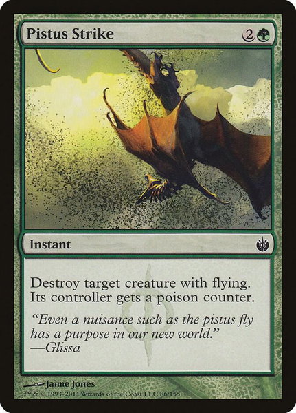 Pistus Strike trading card from Mirrodin Besieged Pistus Strike - Mirrodin Besieged Magic: The Gathering trading card