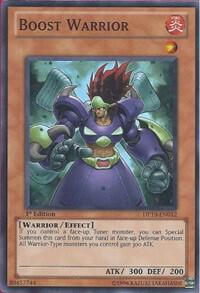 Boost Warrior trading card from Duelist Pack 10: Yusei 3 Boost Warrior - Duelist Pack 10: Yusei 3 YuGiOh trading card