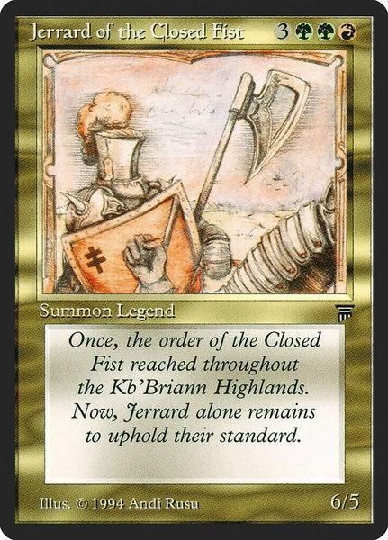 Jerrard of the Closed Fist trading card from Legends Jerrard of the Closed Fist - Legends Magic: The Gathering trading card