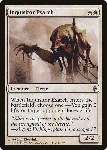 Inquisitor Exarch - New Phyrexia Magic: The Gathering trading card