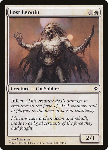 Lost Leonin trading card from New Phyrexia Lost Leonin - New Phyrexia Magic: The Gathering trading card
