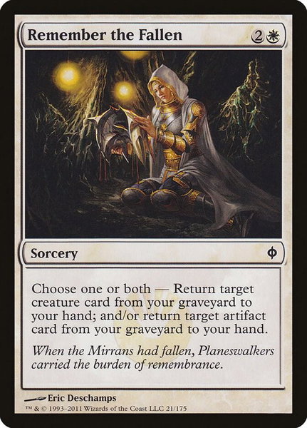 Remember the Fallen trading card from New Phyrexia Remember the Fallen - New Phyrexia Magic: The Gathering trading card