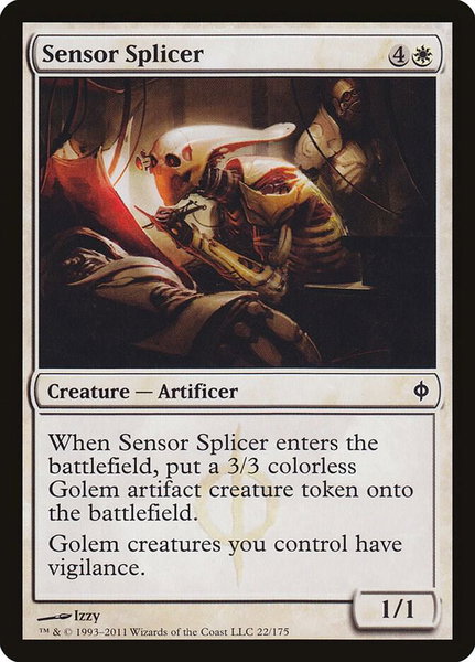 Sensor Splicer trading card from New Phyrexia Sensor Splicer - New Phyrexia Magic: The Gathering trading card