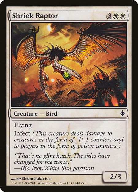 Shriek Raptor - New Phyrexia Magic: The Gathering trading card