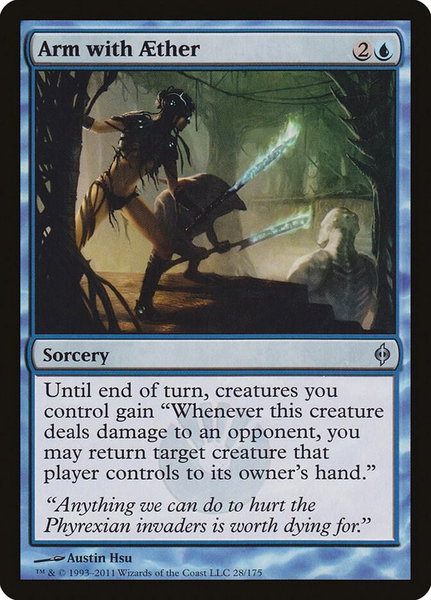 Arm with Aether - New Phyrexia Magic: The Gathering trading card