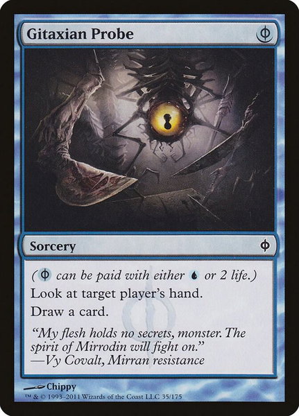 Gitaxian Probe trading card from New Phyrexia Gitaxian Probe - New Phyrexia Magic: The Gathering trading card