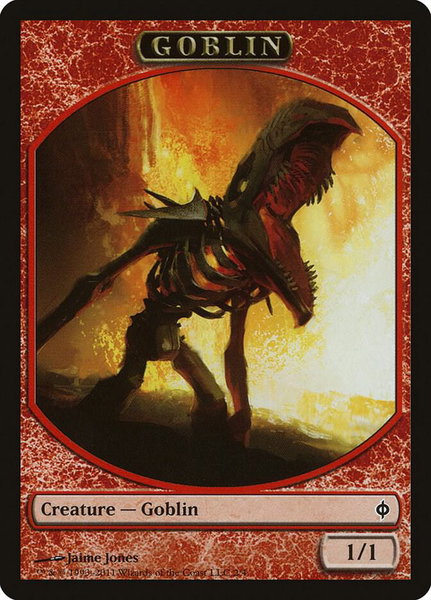 Goblin Token trading card from New Phyrexia Goblin Token - New Phyrexia Magic: The Gathering trading card