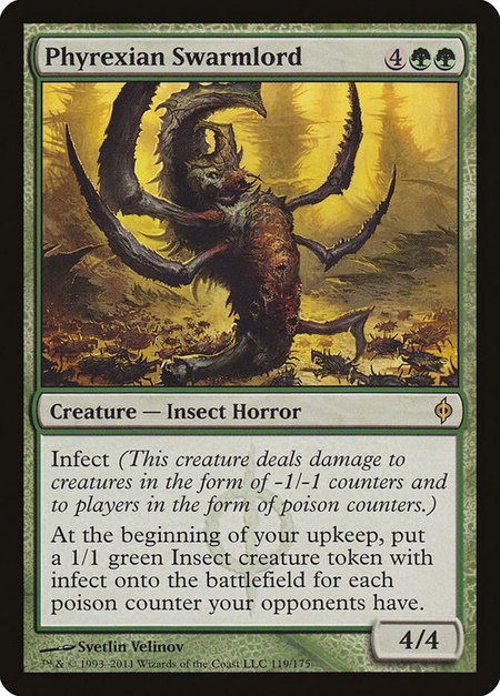 Phyrexian Swarmlord trading card from New Phyrexia Phyrexian Swarmlord - New Phyrexia Magic: The Gathering trading card