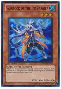 Warlock of the Ice Barrier trading card from Hidden Arsenal 4 Warlock of the Ice Barrier - Hidden Arsenal 4 YuGiOh trading card