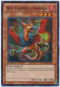 Neo Flamvell Garuda trading card from Hidden Arsenal 4 Neo Flamvell Garuda - Hidden Arsenal 4 YuGiOh trading card