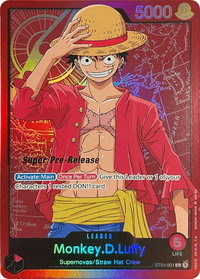 Monkey.D.Luffy (001) - Super Pre-Release Starter Deck 1: Straw Hat Crew (ST-01 PRE) #ST01-001 - Leader One Piece Trading Card