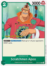 Scratchmen Apoo - Super Pre-Release Starter Deck 2: Worst Generation (ST-02 PRE) #ST02-008 - Common One Piece Trading Card