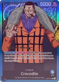 Crocodile (001) - Super Pre-Release Starter Deck 3: The Seven Warlords of the Sea (ST-03 PRE) #ST03-001 - Leader One Piece Trading Card